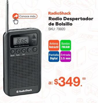 RadioShack Radio despertador de bolsillo radioshack / negro oferta