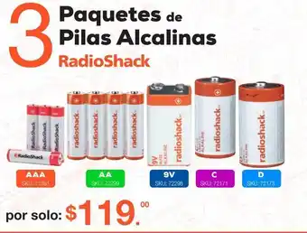 RadioShack 3 paquetes e pilas alcalinas oferta