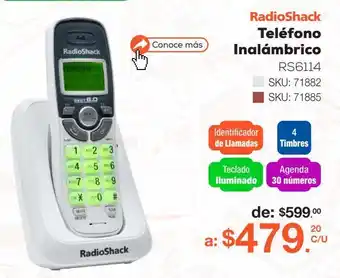 RadioShack Teléfono inalámbrico radioshack rs6114 oferta