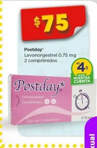 Bodega Aurrerá Postday / levonorgestrel 0,75mg 2 comp oferta