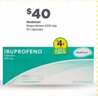 Bodega Aurrerá Medimart ibuprofeno 600mg 10 caps oferta
