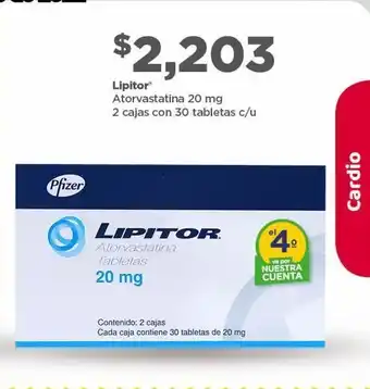 Bodega Aurrerá Lipitor atorvastatina 20mg 2 cajas con 30 tabs c/u oferta