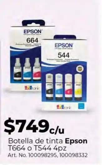Botella de tinta epson t664 o t544 4pz