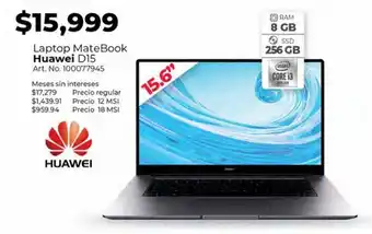 Office Depot Laptop huawei matebook d 15 / intel core i3 / 15.6 pulg. oferta