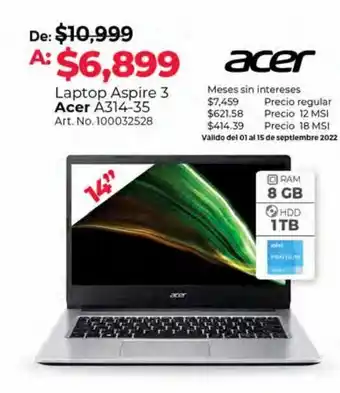 Office Depot Laptop acer aspire 3 / intel pentium silver / 14 pulg. oferta