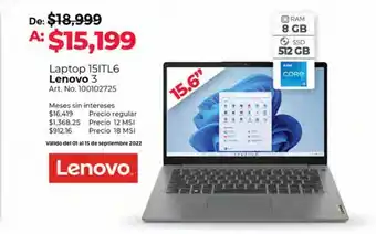 Office Depot Laptop lenovo ideapad 3 15itl6 / intel core i5 11a gen. / 15.6 pulg. oferta