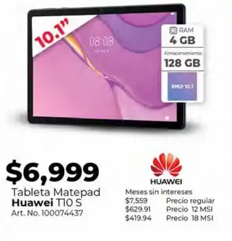 Office Depot Tablet huawei matepad t10s / 10.1 pulg. / 128gb oferta
