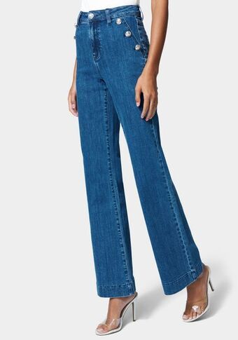 Bebe Wide leg button detail jean oferta