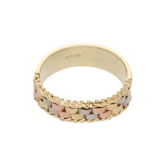 Nacional Monte de Piedad Anillo boleado en oro tres tonos 14 kilates. oferta