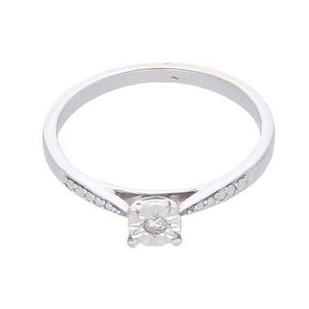 Nacional Monte de Piedad Anillo solitario con diamante en oro blanco 14 kilates. oferta