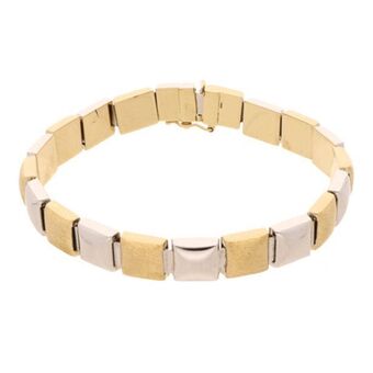 Nacional Monte de Piedad Pulsera eslabón articulado en oro dos tonos 14 kilates. oferta
