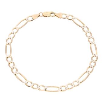 Nacional Monte de Piedad Pulsera de tres eslabones por uno platinados en oro amarillo 14 kilates. oferta