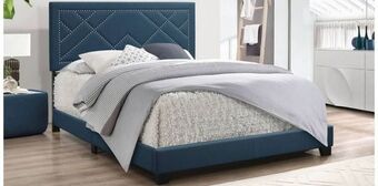 Muebles Dico Cama queen size ishiko tela azul oferta