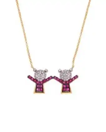 Collar de oro con diamantes y zafiros rosa, dije de niñas