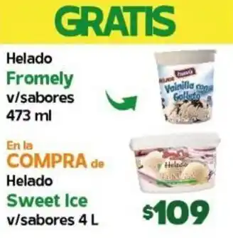 Arteli Helado Fromely v/Sabores 473ml, Helado Sweet Ice v/Sabores 4L oferta