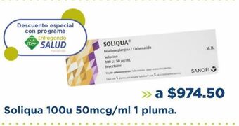 Farmacia San Pablo Soliqua 100u 50mcg/ml 1 pluma oferta