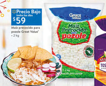 Walmart Maíz precocido para pozole great value 2kg oferta
