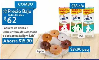 Walmart Donas 6pzas + leche lala 1,5l oferta