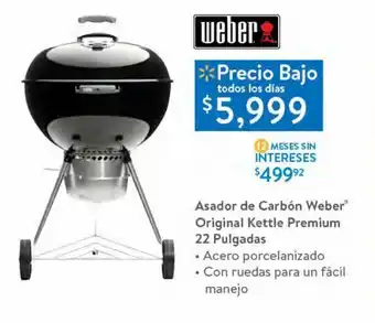 Asador de carbón weber original kettle premium 22"