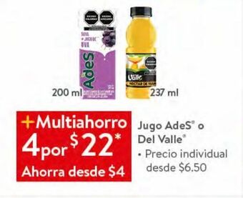 Walmart Jugos ades 200ml oferta
