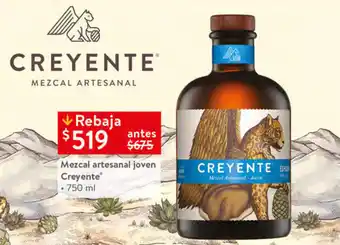 Walmart Mezcal creyente artesanal 750ml oferta