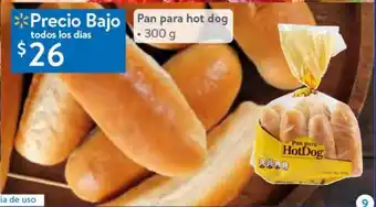 Walmart Pan de hot dogs 300g oferta