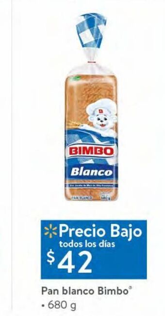 Walmart Pan blanco bimbo 680g oferta