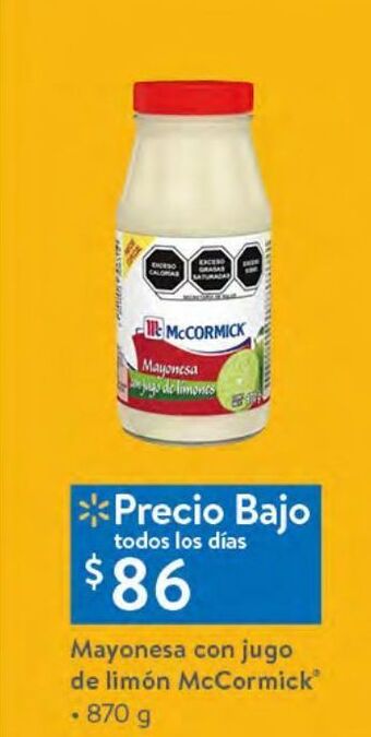 Walmart Mayonesa con jugo de limón mccormick 870g oferta