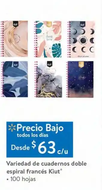 Walmart Cuaderno con doble espiral francés kiut 100hojas oferta
