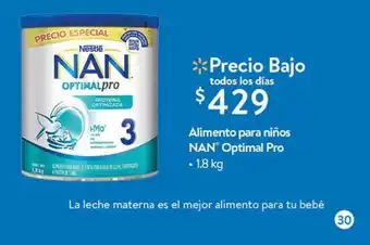 Walmart Alimento para niños nan optimal pro 1,8kg oferta