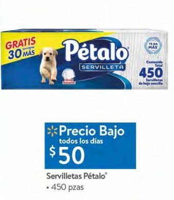 Walmart Servilletas pétalo 450 pzas oferta
