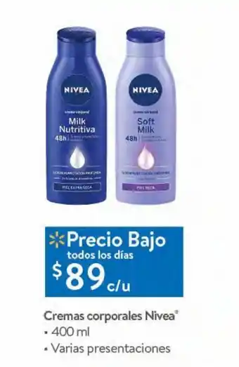 Walmart Crema corporal nivea 400ml oferta