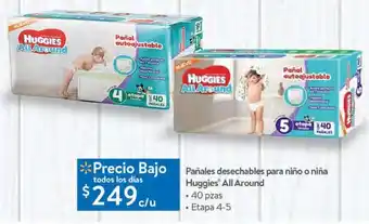 Pañales huggies all around et 4 y 5, 40pzas