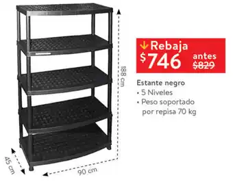 Walmart Estante negro 5 niveles oferta