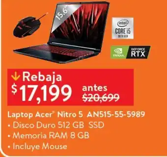 Walmart Laptop acer nitro an515-55-5989 oferta