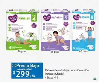 Walmart Pañales parent's choice etapa 4-6 oferta