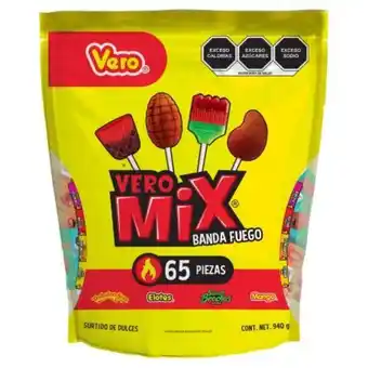 Surtido de paletas vero mix banda fuego 65 pzas