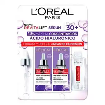 Sérum rellenador l'oréal revitalift ácido hialurónico 2 pzas de 30 ml c/u