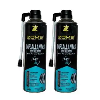 Inflallantas zoms con sellador 2 pzas de 340 g c/u