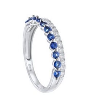 Joyerías Bizzarro Anillo de oro blanco con líneas de diamantes y zafiros oferta