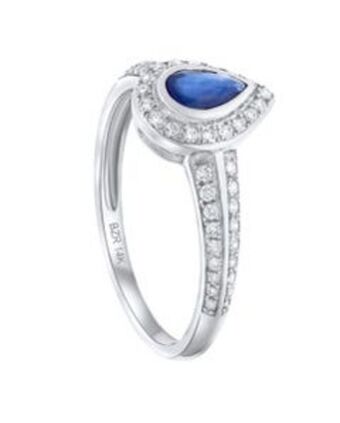 Joyerías Bizzarro Anillo de oro blanco con diamantes y gota de zafiro azul oferta
