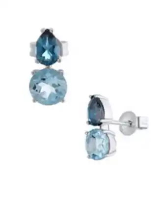 Joyerías Bizzarro Aretes de oro blanco con topacio y london blue oferta