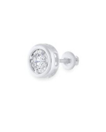 Arete individual de oro blanco con diamante