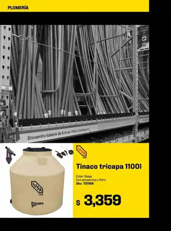 Sodimac Homecenter Tinaco 1100l tricapa beige con accesorios y filtro, iusa oferta