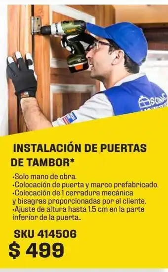 Sodimac Homecenter Instalación de puertas de tambor oferta