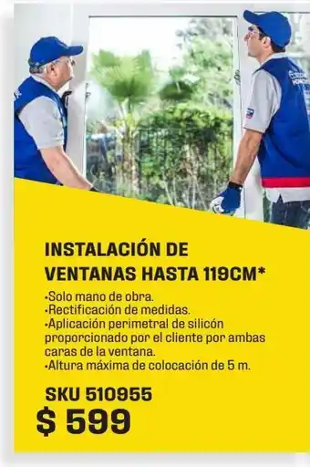 Sodimac Homecenter Instalación de ventanas hasta 119cm oferta
