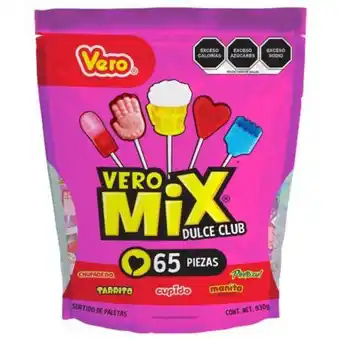 Surtido de paletas vero mix dulce club 65 pzas