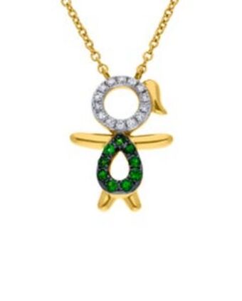 Joyerías Bizzarro Collar de oro amarillo diamante y tsavorite con dije de niña oferta