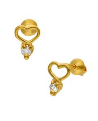 Joyerías Bizzarro Broquel de corazon de oro amarillo 14k con 5pts diamante oferta