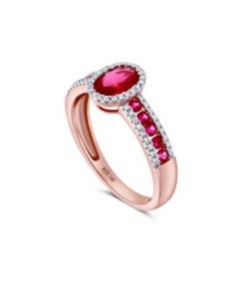 Joyerías Bizzarro Anillo de oro rosa 14k con 18pts de diamante y rubi (vs1-vs2) (g-h) oferta